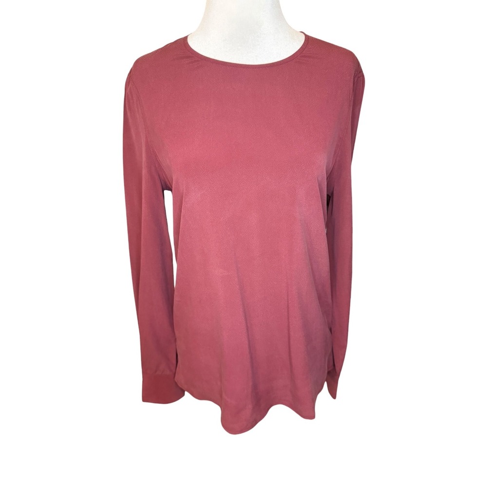 AG Adriano‎ Goldschmied Womens Silk Blend Long Sleeve Blouse Wine Red Small NEW